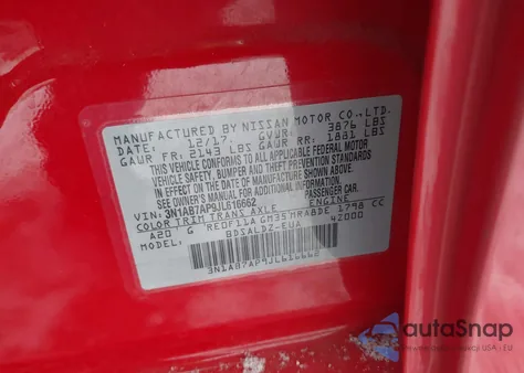 2018 Nissan Sentra Sv z USA, uszkodzony, nr VIN 3N1AB7AP9JL616662